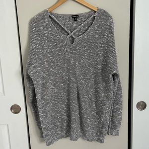 Torrid Heather Gray Knit front Criss Cross Sweater